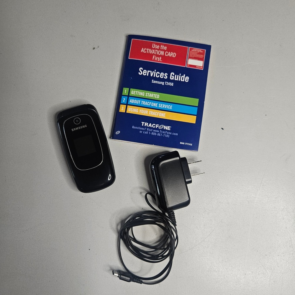 Samsung T245G TracFone Flip Phone Black with‎ Charger and Manual Bundle